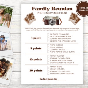 Family Reunion Photo Scavenger Hunt | Printable Family Reunion Games | Family Party Game | Family Reunion Ideas | Summer Party Game