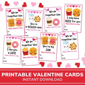 Printable Valentines Day Cards | We Go Together Like | Class Valentines | Kids Valentine Cards ...