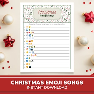 Christmas Emoji Game | Printable Christmas Song Game | Christmas Games Printable | Christmas Party Games | Holiday Party Games