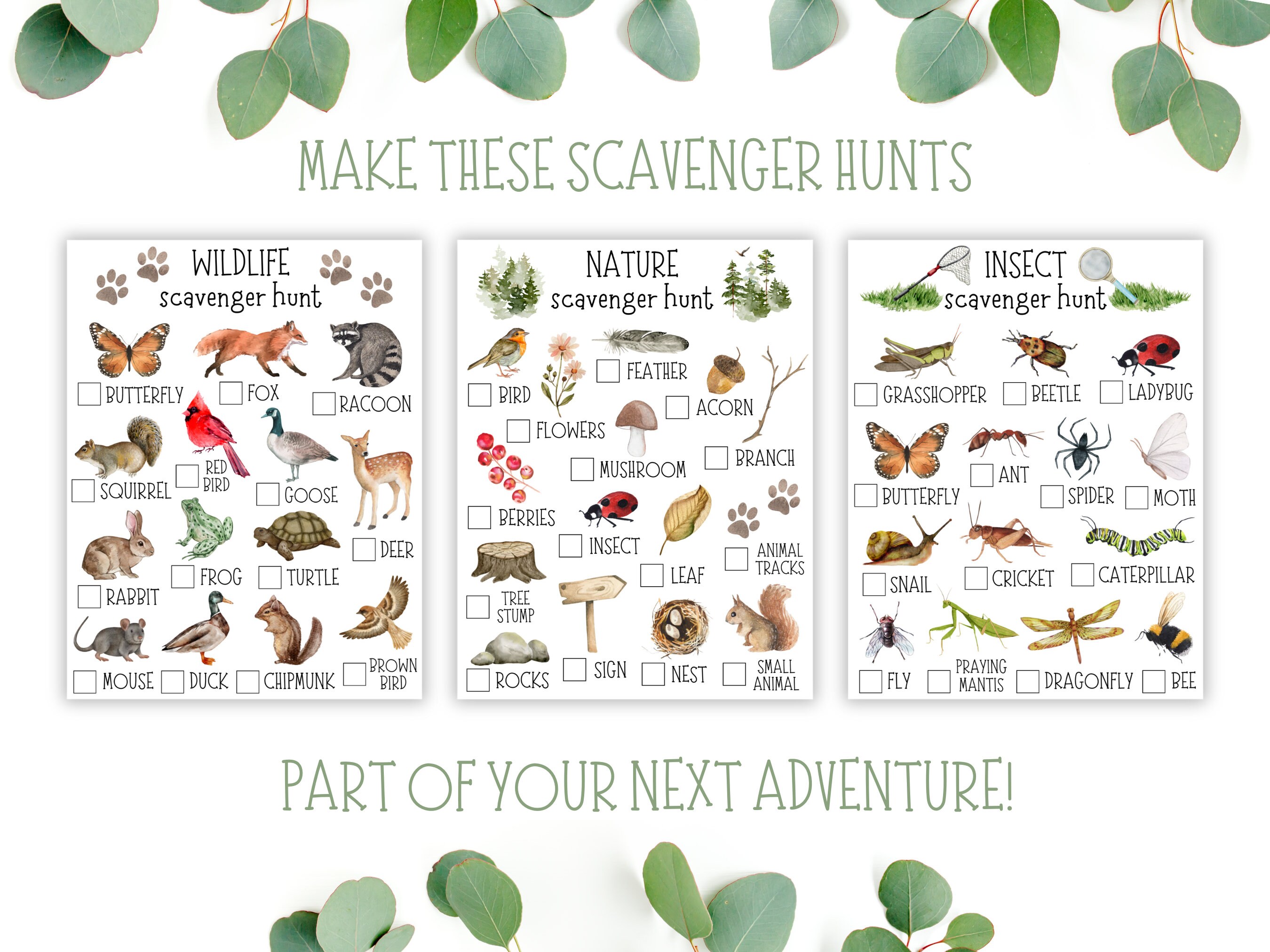 Printable Nature Scavenger Hunt Bundle | Kids Outdoor Scavenger Hunt ...