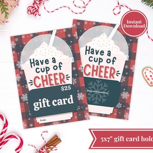 Porte-cartes-cadeaux imprimable | Porte-cartes-cadeaux Noël | Cadeau de buveur de café | Cadeau de remerciement | Cadeau d'appréciation | Cadeau de dernière minute