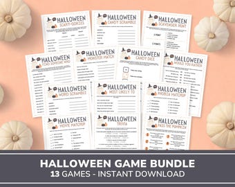 Halloween Printable Game Bundle | Halloween Party Games | Kids Teen and Adult Halloween Games | Halloween Trivia Quiz | Family Halloween Fun