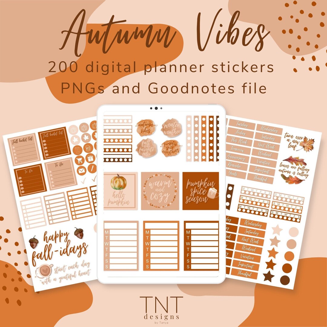 Fall Digital Stickers | Goodnotes Stickers | Digital Planner Stickers ...