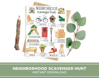 Neighborhood Scavenger Hunt | Printable Nature Scavenger Hunt | Kids Outdoor Scavenger Hunt | Scavenger Hunt For Kids | Yard Games