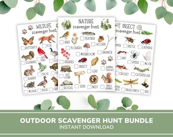 Printable Nature Scavenger Hunt Bundle | Kids Outdoor Scavenger Hunt | Games For Kids | Outdoor Play | Yard Games | Preschool Activities