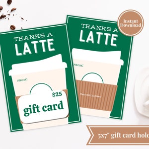 Porte-cartes-cadeaux imprimable | Porte-cartes-cadeaux Starbucks | Cadeau de buveur de café | Cadeau de remerciement | Cadeau d'appréciation | Cadeau de dernière minute