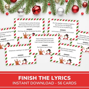 Christmas Carol Finish The Lyric Game | Printable Christmas Song Game | Christmas Party Game | Holiday Party Game | Christmas Trivia