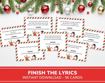 Christmas Carol Finish The Lyric Game | Printable Christmas Song Game | Christmas Party Game | Holiday Party Game | Christmas Trivia