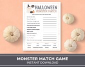 Monster Match Halloween Printable Game | Halloween Party Game | Halloween Quiz | Kids Halloween Games | Printable Party Game
