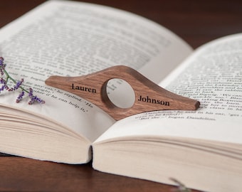 Personalized Wooden Thumb Page Holder | Reading Ring | Solid Walnut