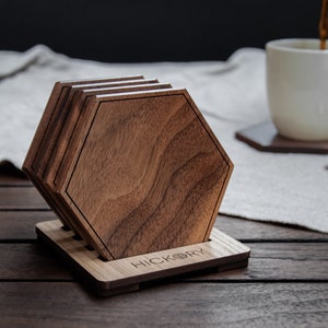 Wooden Hexagon Coasters | Walnut | Minimalist Design