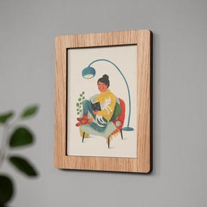 Marco de pared de madera / Roble // Marco para postales o impresiones artísticas hecho a mano, marco de pared de galería, diseño minimalista, grabado personal personalizable