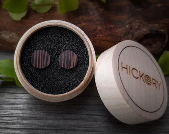 Wooden Circle Stud Earrings | Wenge | Minimalist Jewelry