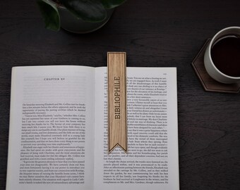 Bibliophile Wooden Bookmark | Ribbon | Oak | Engraved Gift