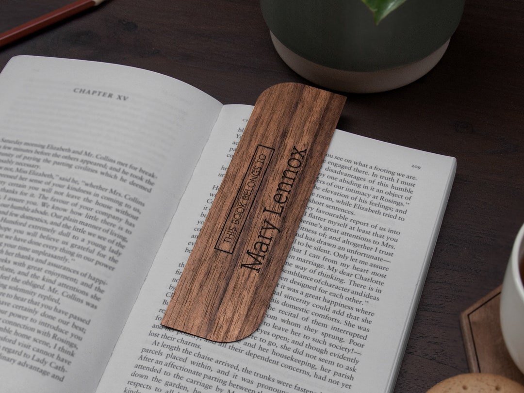 Personalized Wooden Bookmark | Wave | Walnut | Engraved Gift - Etsy