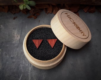 Wooden Triangle Stud Earrings | Padauk | Minimalist Jewelry