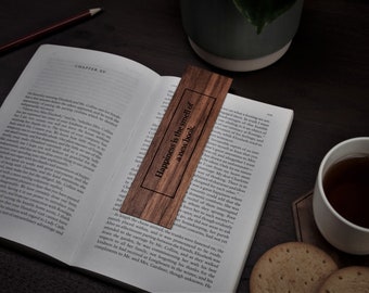 Happiness Is... Wooden Bookmark | Rectangle | Walnut | Engraved Gift