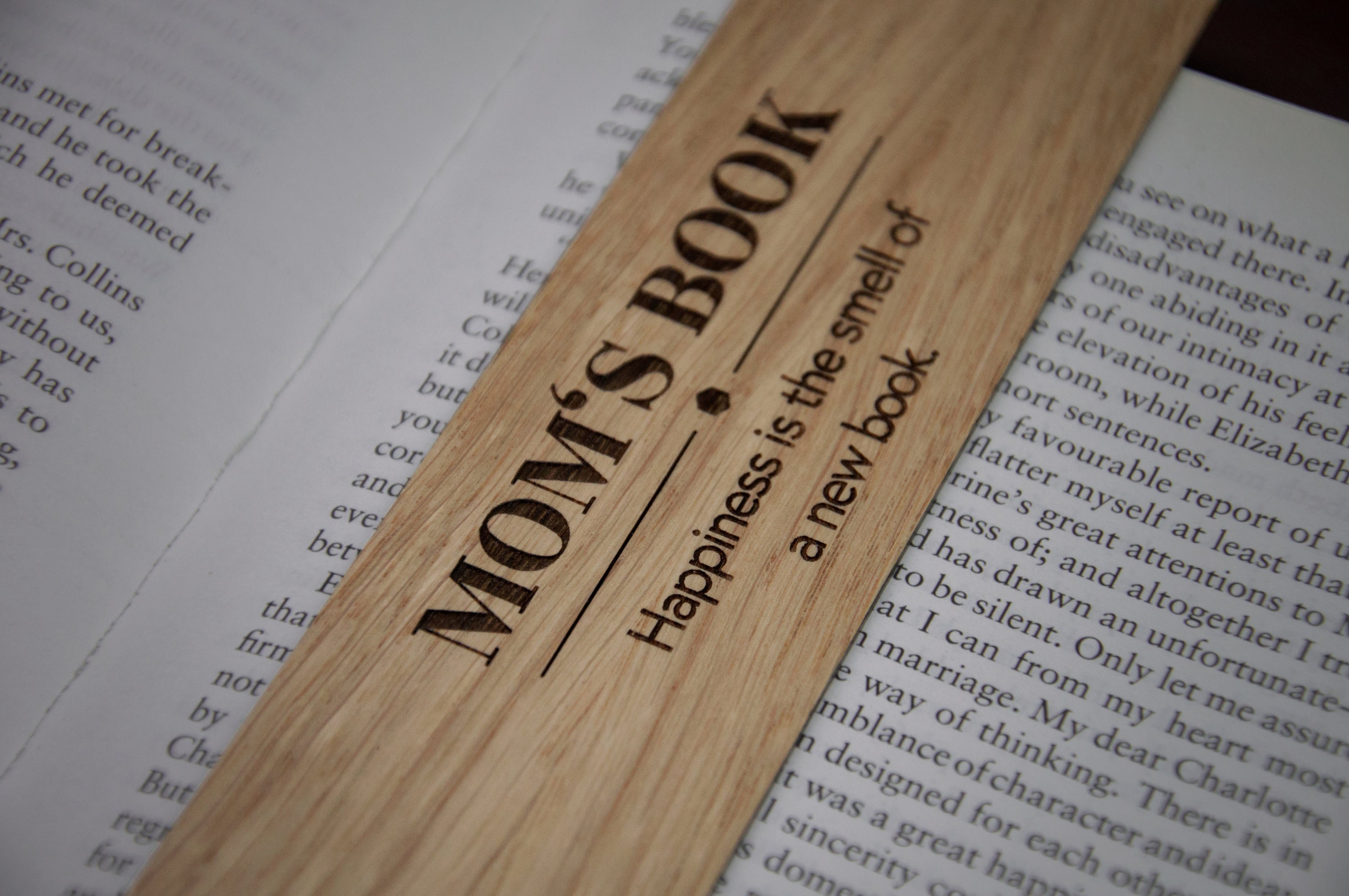 Personalized Wooden Bookmark | Wave | Oak | Engraved Gift - Etsy