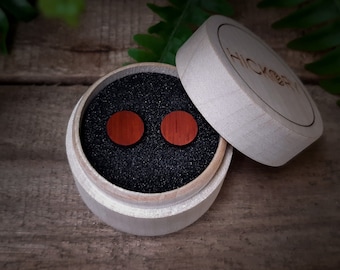 Wooden Circle Stud Earrings | Padauk | Minimalist Jewelry