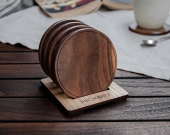 Wooden Circle Coasters | Walnut | Minimalist Design