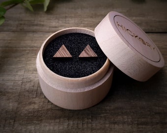 Wooden Triangle Stud Earrings | Walnut | Minimalist Jewelry