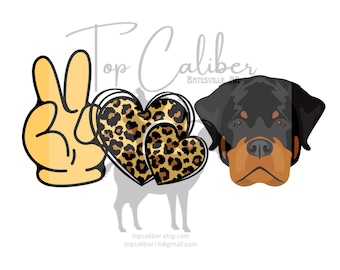 Peace Love Rottweiler Leopard SVG PNG