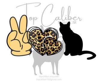 Paz Amor Gato SVG PNG Leopardo