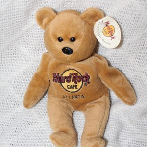 Hard Rock Cafe Atlanta Isaac Beara Bear Plush Stuffed Collector Beanie Bear 2000
