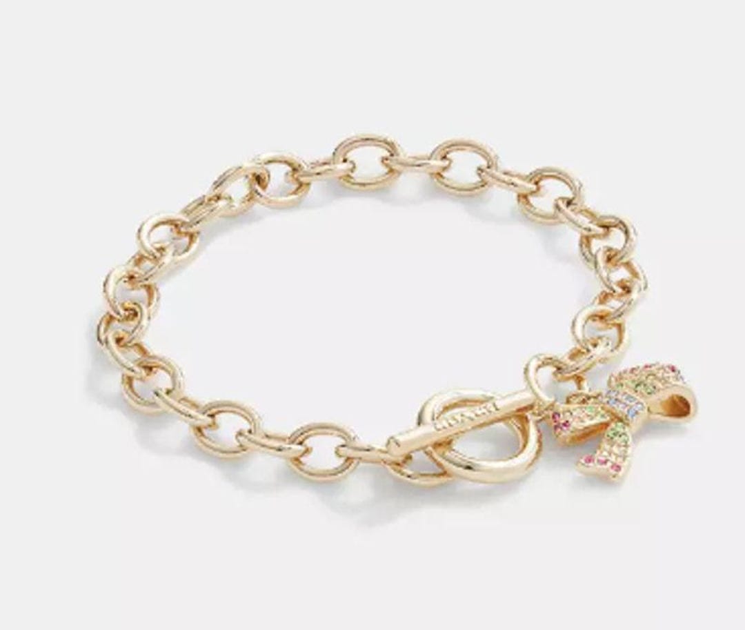 Coach Pavé Bow Chain Link Bracelet Coach Toggle Bracelet - Etsy