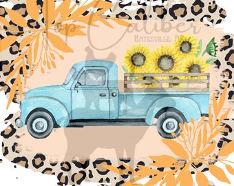 Blue Truck Leopard Farm SVG PNG Sublimation