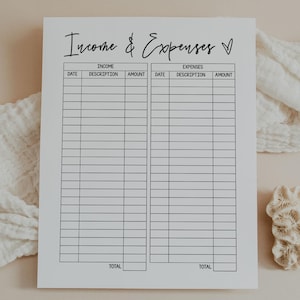 Income Tracker, Income Log, Finance, Budget Planning, Income Sheet, Expenses, Money, Personal Finance, Letter, A4, A5, Classic Happy