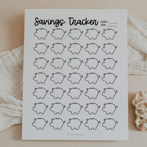 Savings Tracker, Piggy Bank Tracker, Money Saving Challenge, Budget Planner, Finance, Funds, Income, Expenses, Letter, A4, A5, Printable