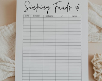 Sinking Funds Tracker, Savings, Finance, Budget, Money, Bills, Paycheck, Debt, Payment, Expenses, Log, Letter, A4, A5, Classic Happy