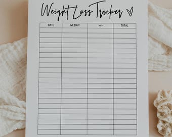 Weight Loss Tracker, Diet Planner, Fitness Journal, Meal & Exercise Log, Health Tracker, Wellness Planner, Letter, A4, A5, Classic Happy