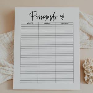 Password Tracker, Login Info Organizer, Account Details Log, Internet Security Sheet, Safe Access Record, Letter, A4, A5, Classic Happy