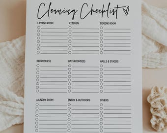 Cleaning Checklist Tracker, Chores Schedule, Home Maintenance Log, Task Organizer, Daily, Weekly, Letter, A4, A5, Classic Happy