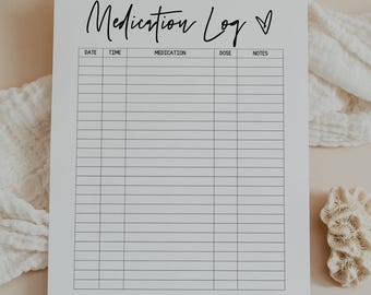 Medication Log, Pill Tracker, Health Tracker, Prescription Organizer, Daily Medicine, Wellness Planner, Letter, A4, A5, Classic Happy