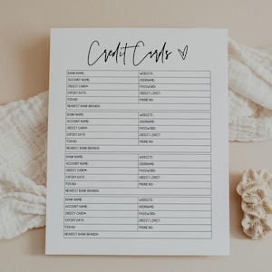 Rastreador de tarjetas de crédito imprimible, Cuentas bancarias, Finanzas, Deudas, Planificador, Facturas, Presupuesto, Dinero, Organizador, Carta, A4, A5, Clásico Feliz