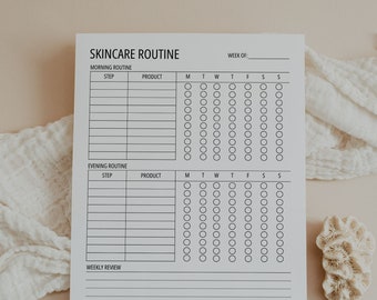 Skincare Routine, Printable Self Care, Morning Routine, Night Routine, Beauty Tracker, Letter, A4, Classic Happy, PDF, PNG, Digital
