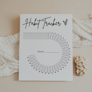 Habit Tracker, Circle Habit Tracker, maandelijks, planner Bullet Journal, doel bijhouden, circulair, grafiekkalender, invoegen, afdrukbaar, pdf, png