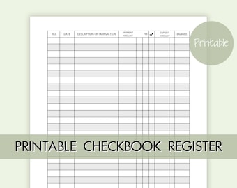 Printable Checkbook Register, Check Register, Checkbook Planner, Finance Tracker, Budgeting, PDF, PNG, Letter, A4, Classic Happy