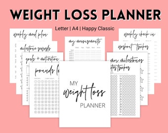 Weight Loss Planner Bundle, Weight Loss Tracker, Weight Loss Journal, WeightLoss, Weight Loss Chart, 100 lbs, Weight Goal, Printable