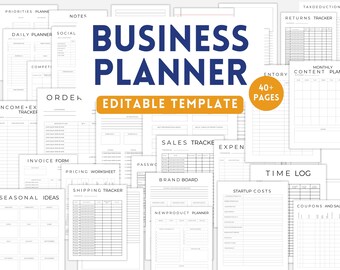Business Planner Template, Startup, Sales, Marketing, Profit, Revenue, Customers, Client, Invoice, Payment, Order, Bundle, Editable