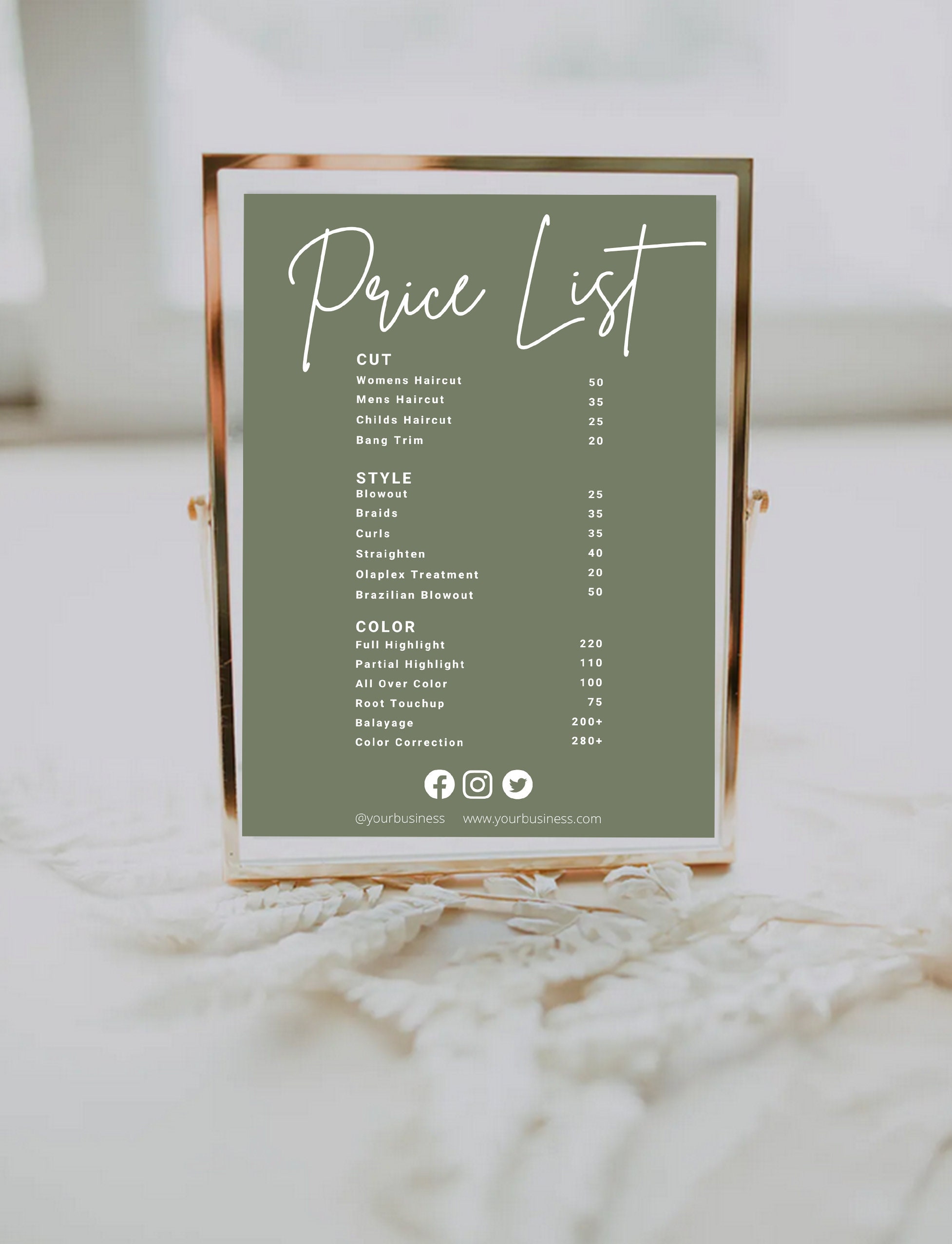 Price List Template Small Business Price List Price Sheet | Etsy