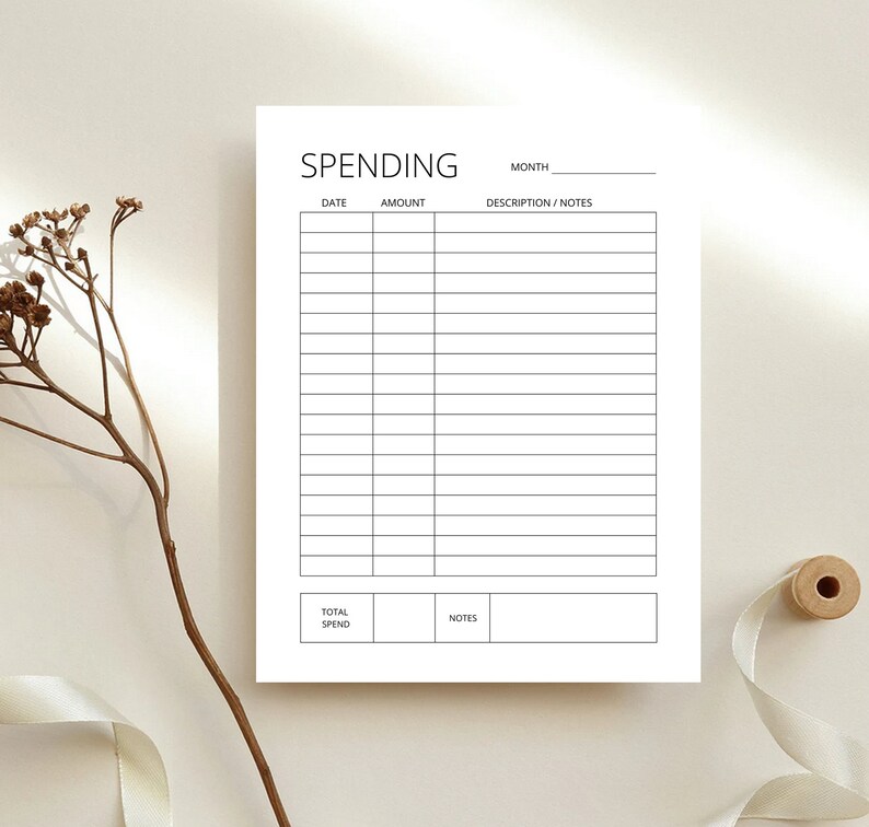 Printable Spending Sheet, Expense Tracker, Purchase Log, Personal ...