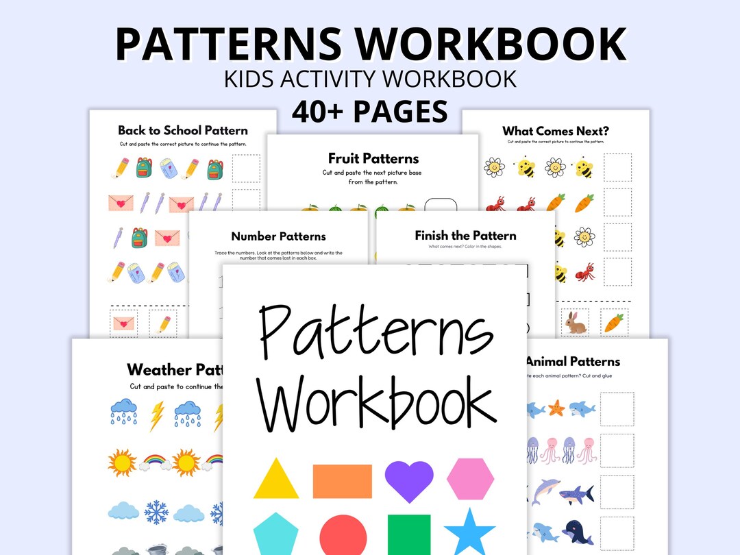 Kids Patterns Activity Workbook, Learning Shapes, Preschool Pre-k ...