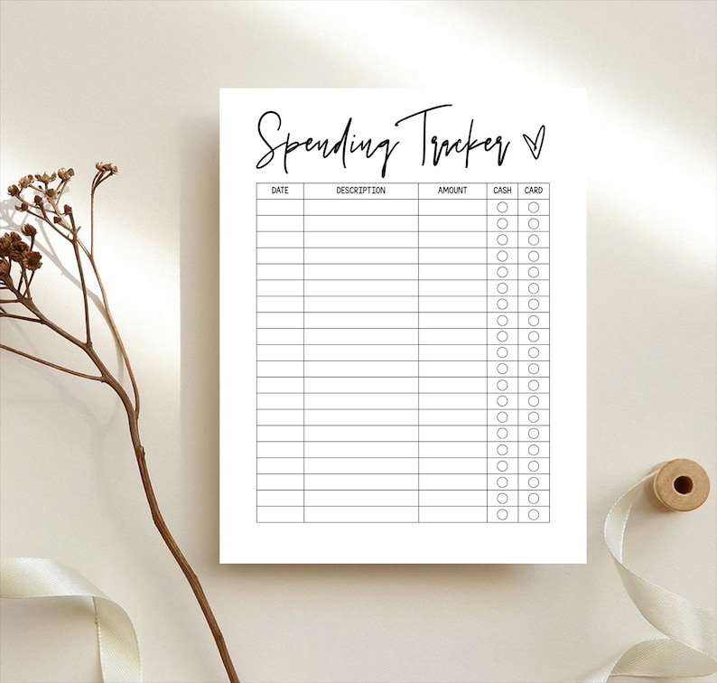 Spending Tracker, Expense Tracker, Purchase Log, Personal Finance Planner, Spending Sheet, Budgeting, Money, Letter, A4, A5, Classic Happy image 2