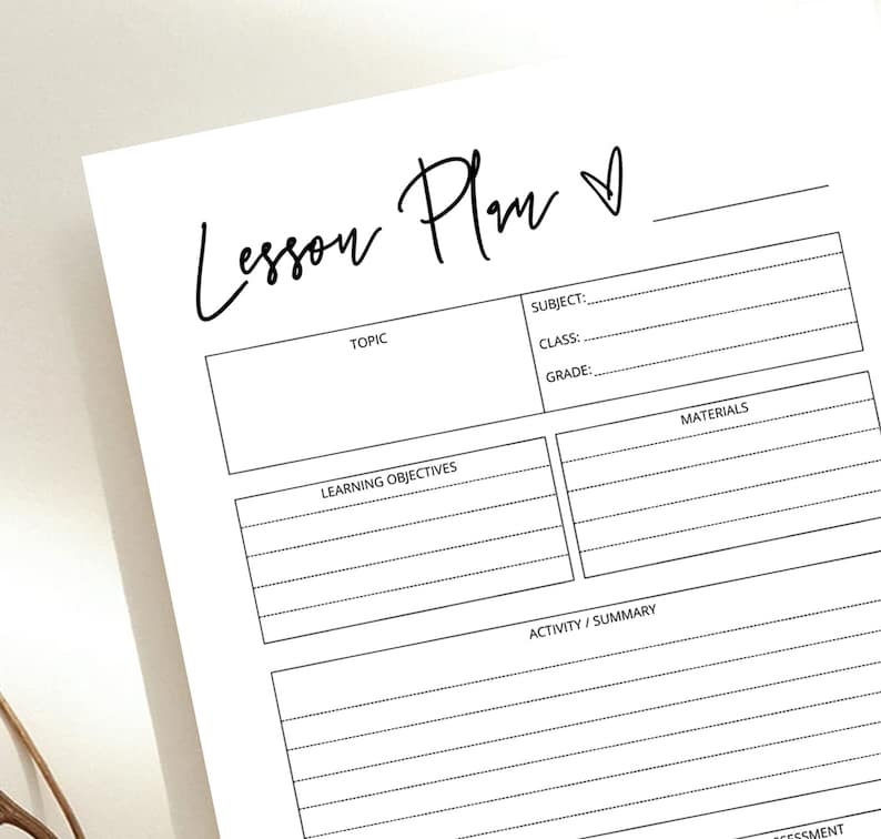 Printable Lesson Plan Homeschool Teacher Weekly Plan Daily - Etsy
