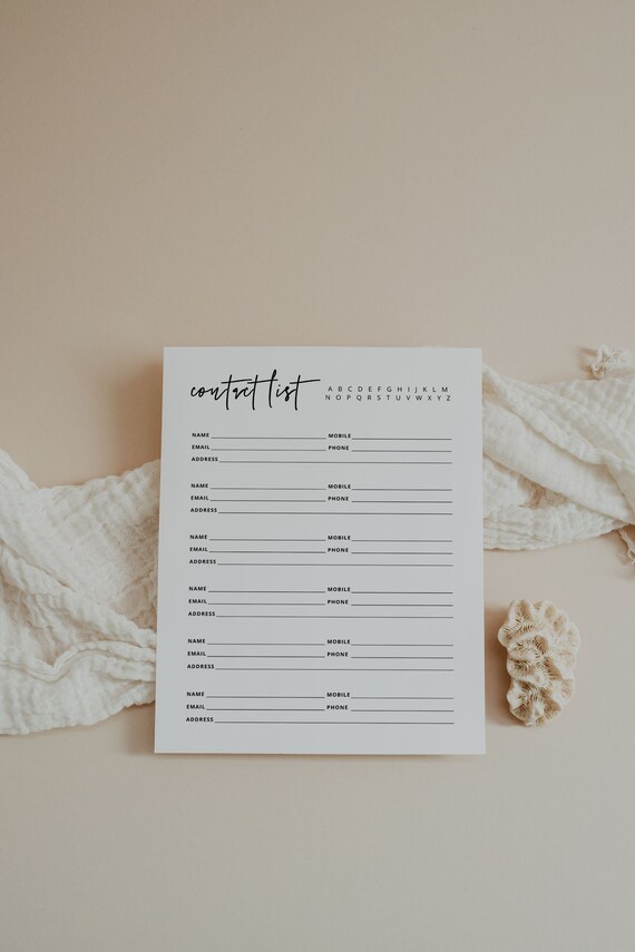 Printable Contact List Contact List Tracker Address Book Etsy Printable contact list contact list tracker address book etsy