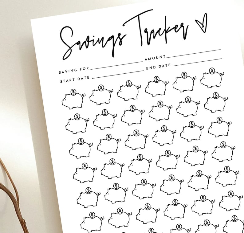 Savings Tracker Piggy Bank Tracker Money Saving Challenge - Etsy